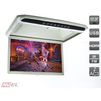 Потолочный монитор 17,3" со встроенным Full HD медиаплеером AVS1707MPP (серый)
